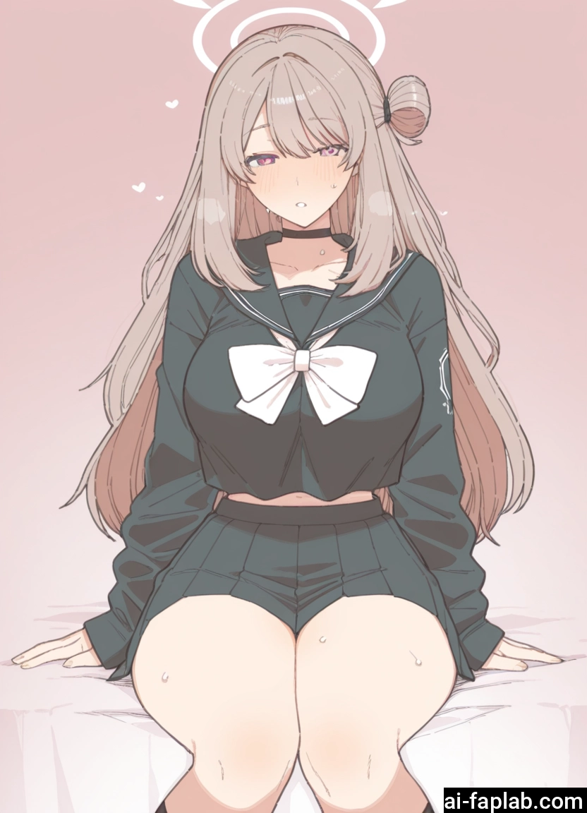 1girl, school uniform, skirt, long hair, solo, halo