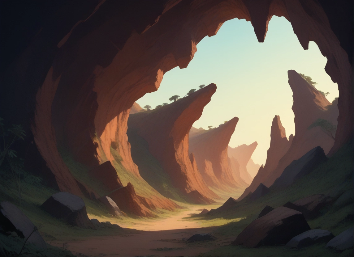 no humans, scenery, outdoors, rock, grass, sky · Yamete.gg
