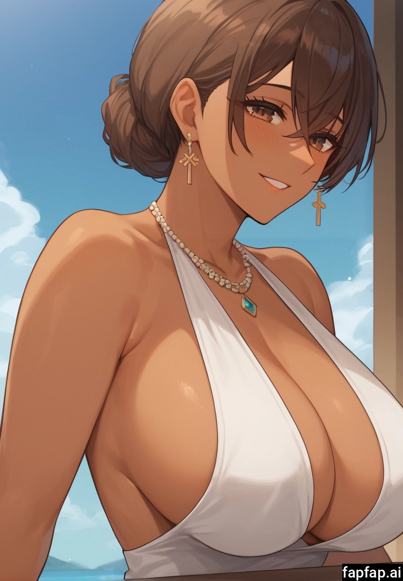 1girl, breasts, jewelry, brown hair, solo, earrings