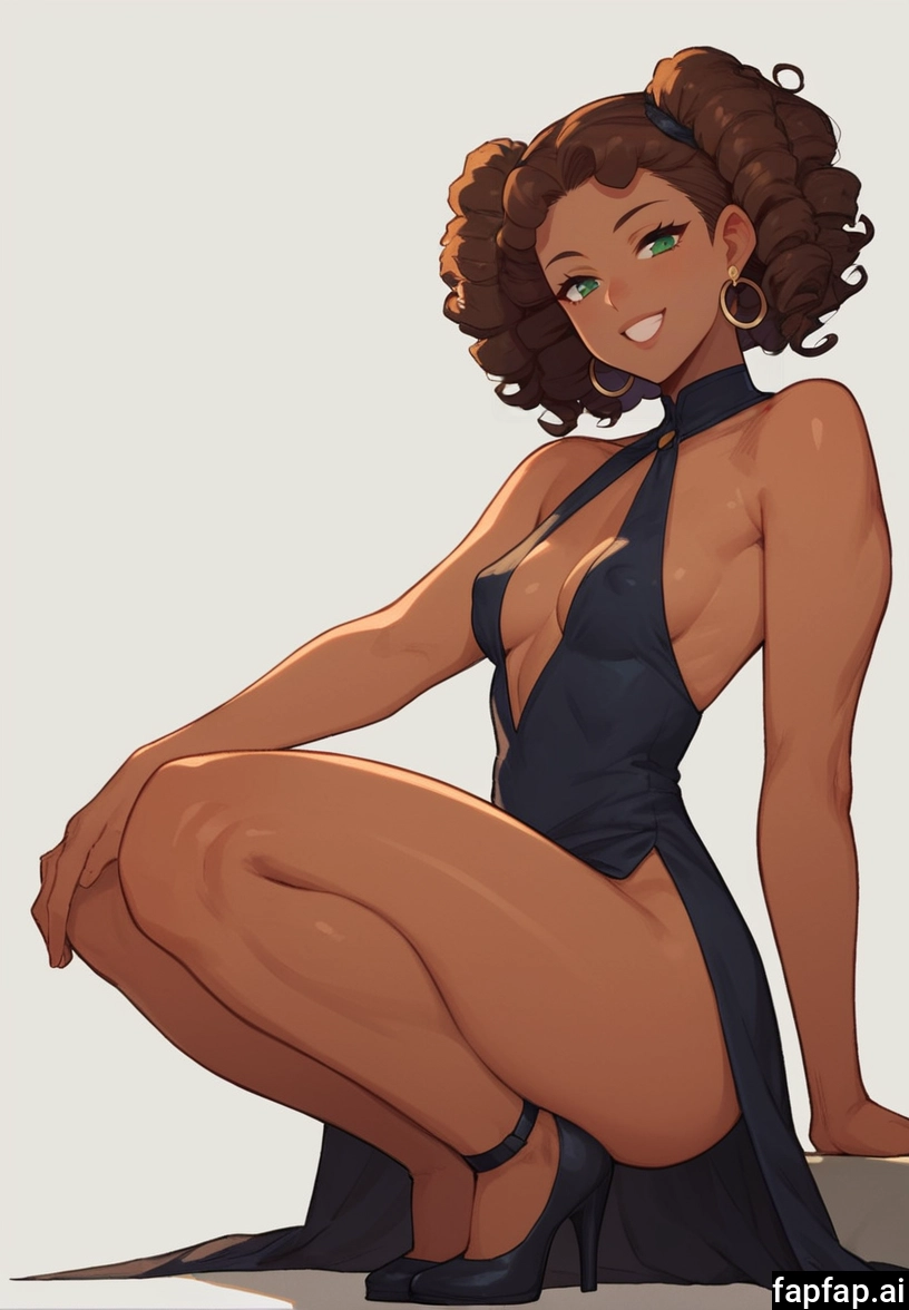1girl, breasts, solo, high heels, dress, brown hair