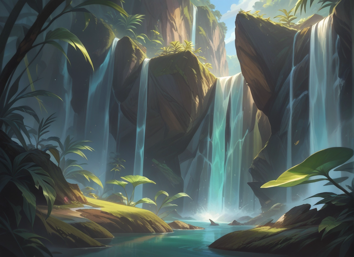 scenery, no humans, water, waterfall, sky, day · Yamete.gg