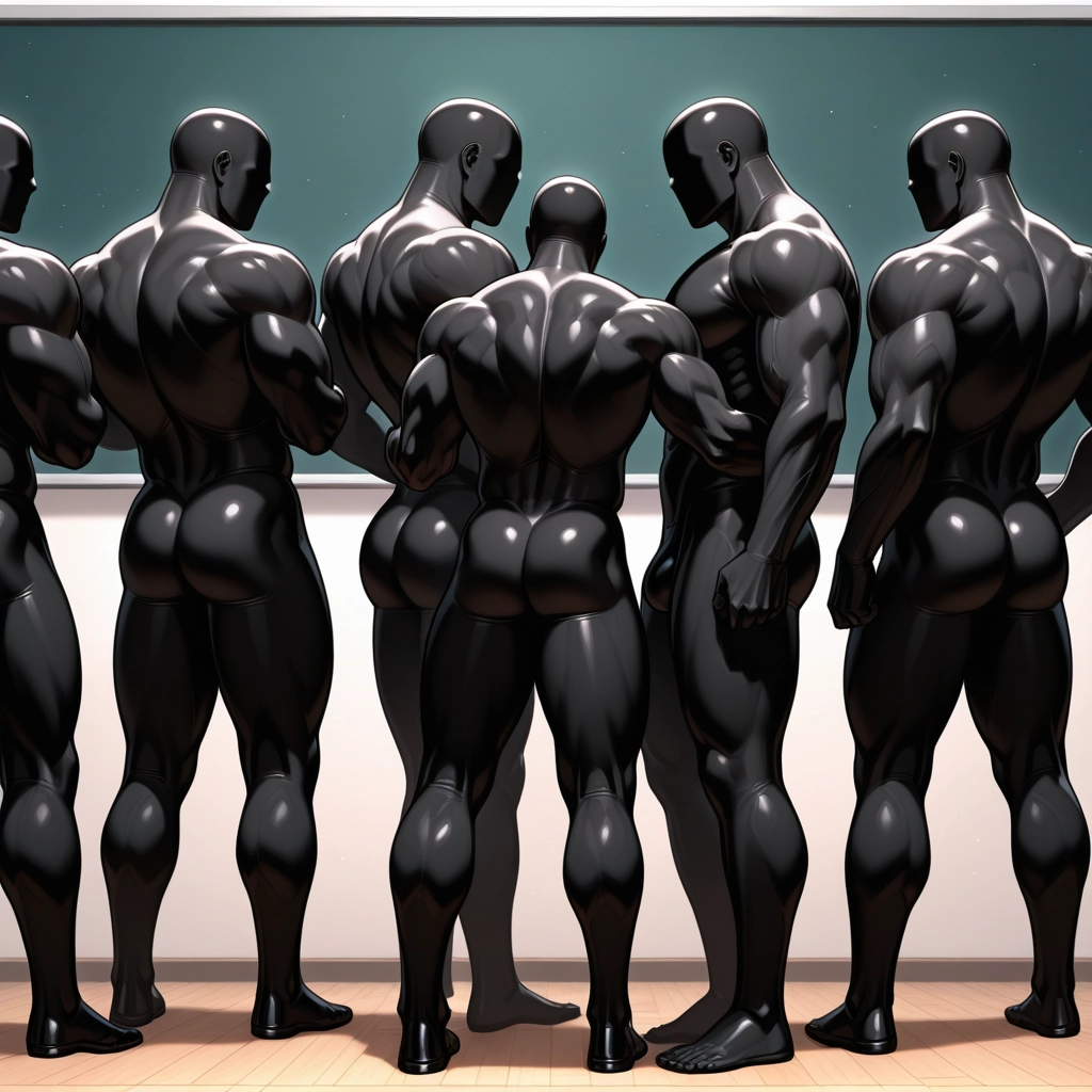 bara, muscular, ass, muscular male, multiple boys, male focus