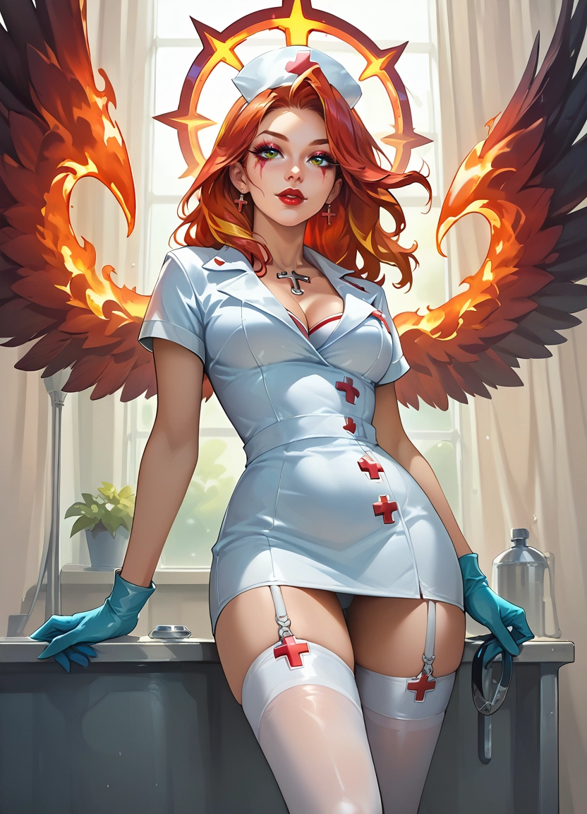 1girl, cross, breasts, solo, nurse, jewelry · Yamete.gg