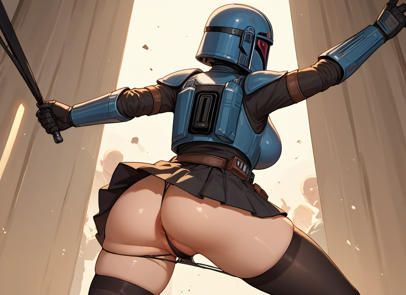 ass, thighhighs, 1girl, skirt, anus, underwear · Yamete.gg