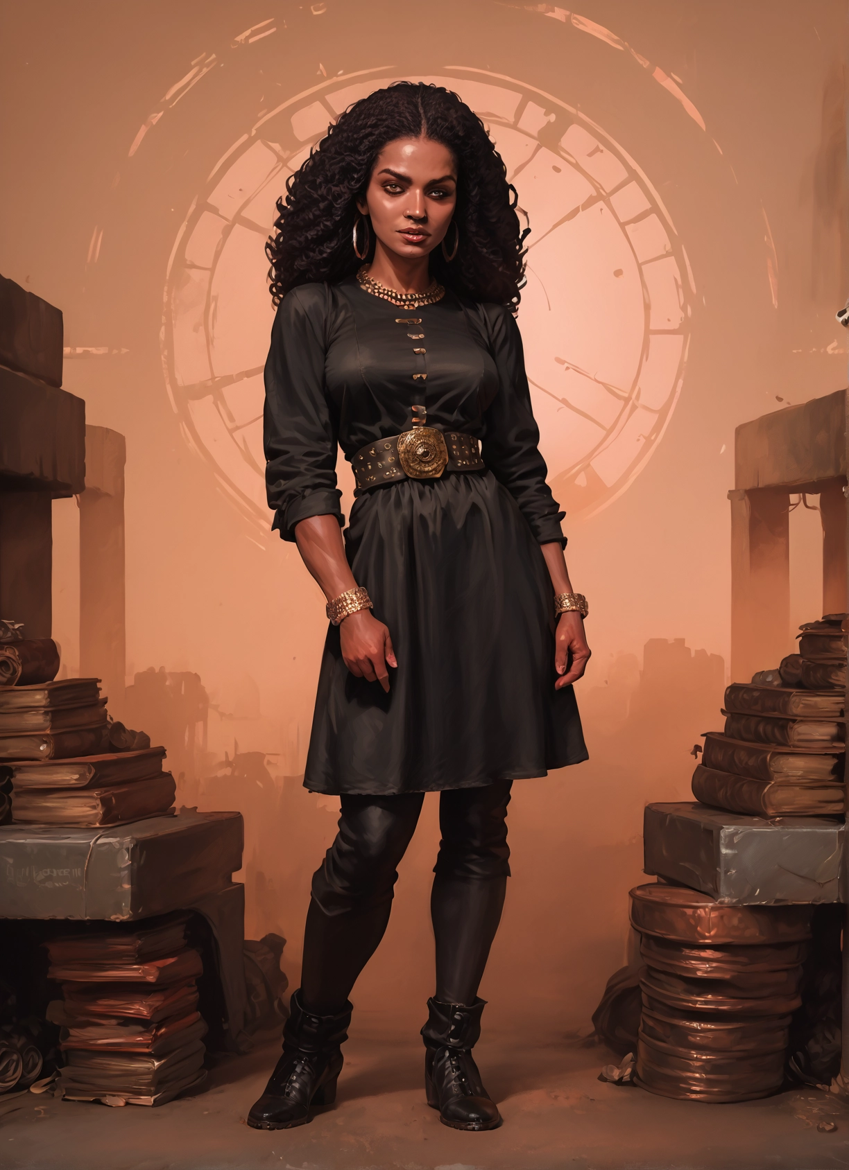 1girl, solo, jewelry, earrings, book, dress · Yamete.gg
