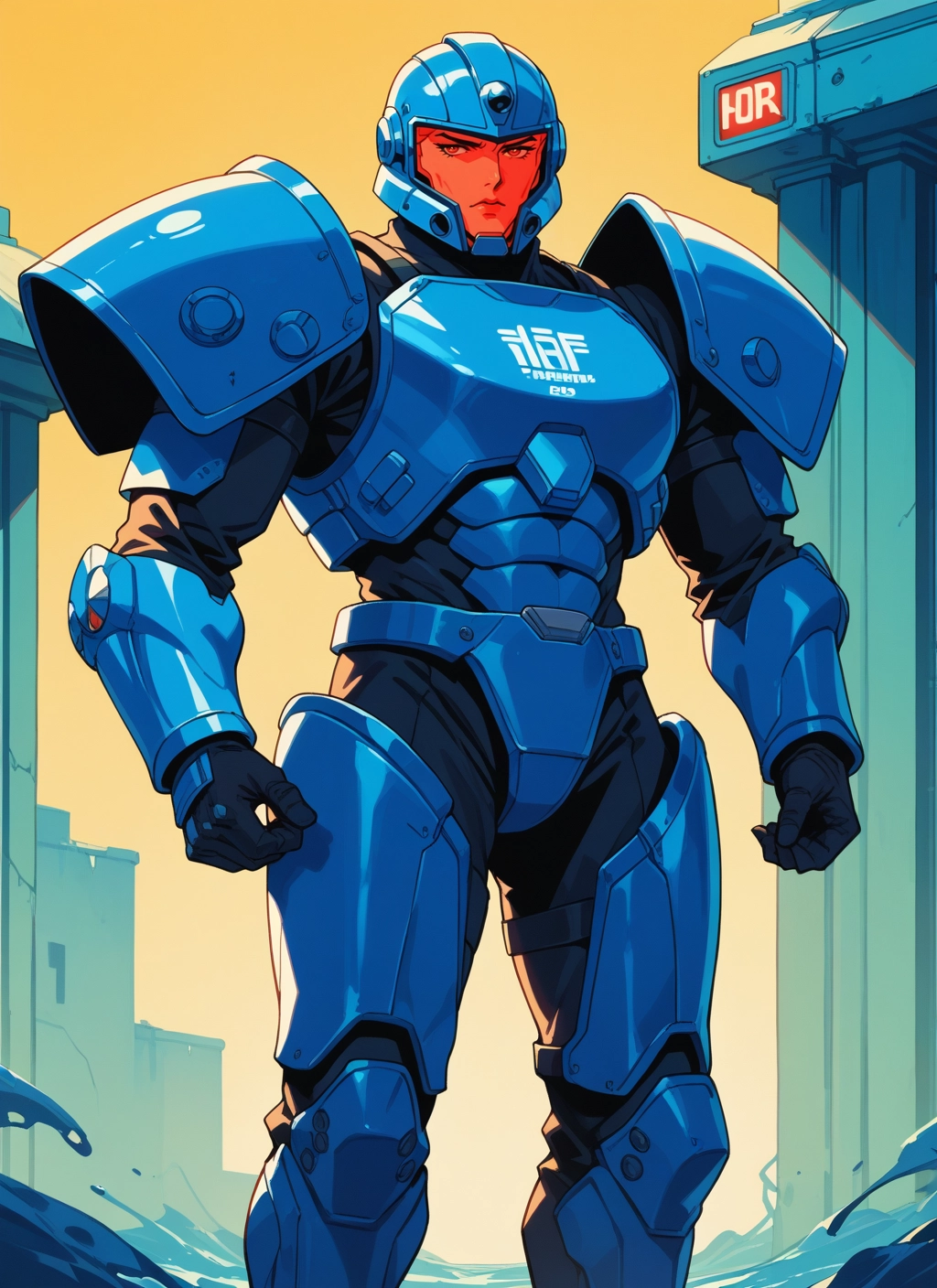 1boy, male focus, solo, armor, helmet, gloves · Yamete.gg