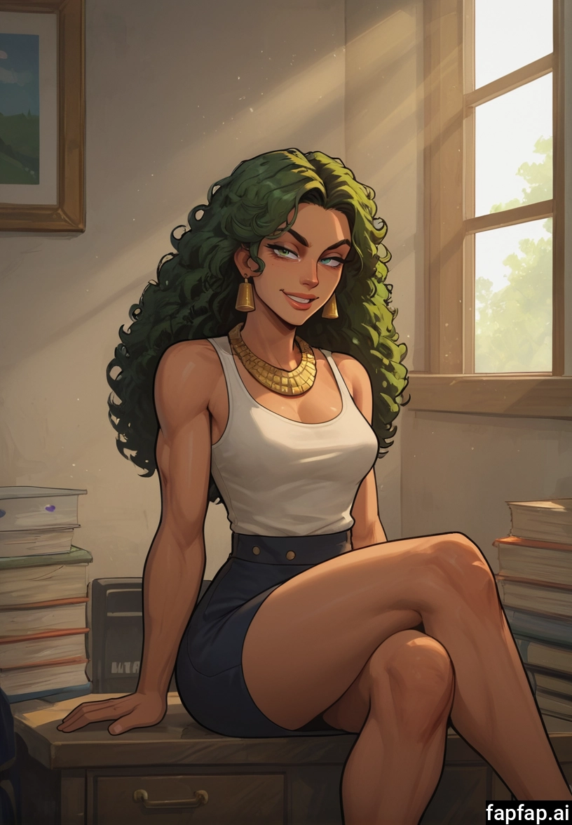 1girl, solo, jewelry, green hair, breasts, green eyes