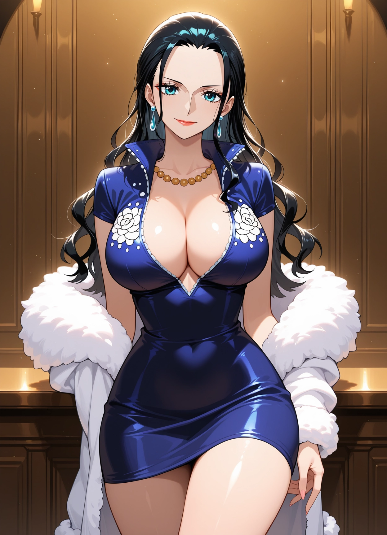 1girl, breasts, solo, jewelry, long hair, large breasts