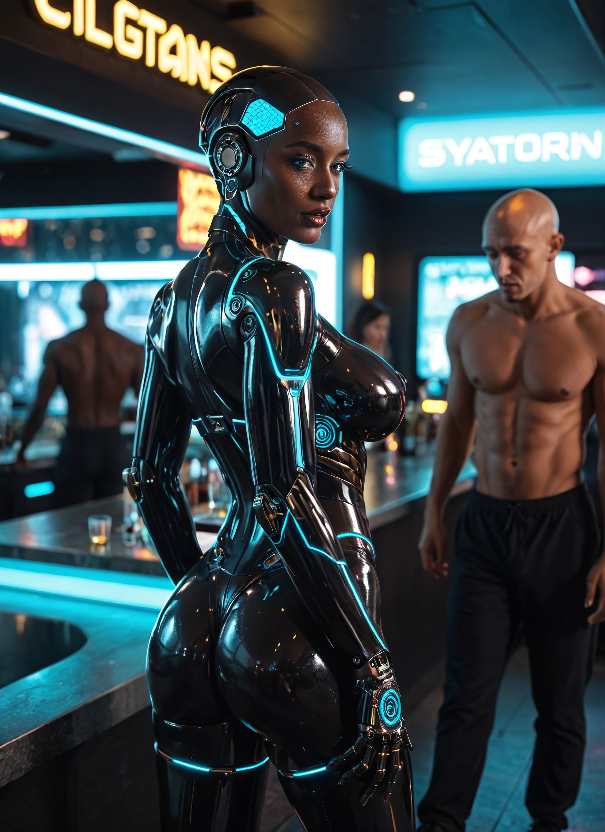 1girl, ass, breasts, bald, multiple boys, 2boys · Yamete.gg