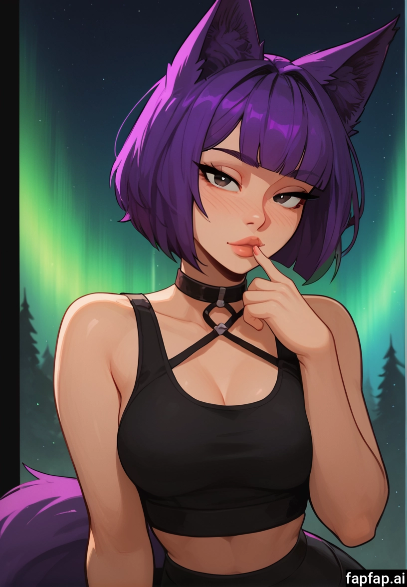 1girl, solo, breasts, animal ears, purple hair, looking at viewer
