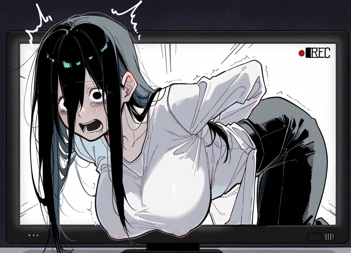1girl, breasts, long hair, black hair, open mouth, large breasts · Yamete.gg