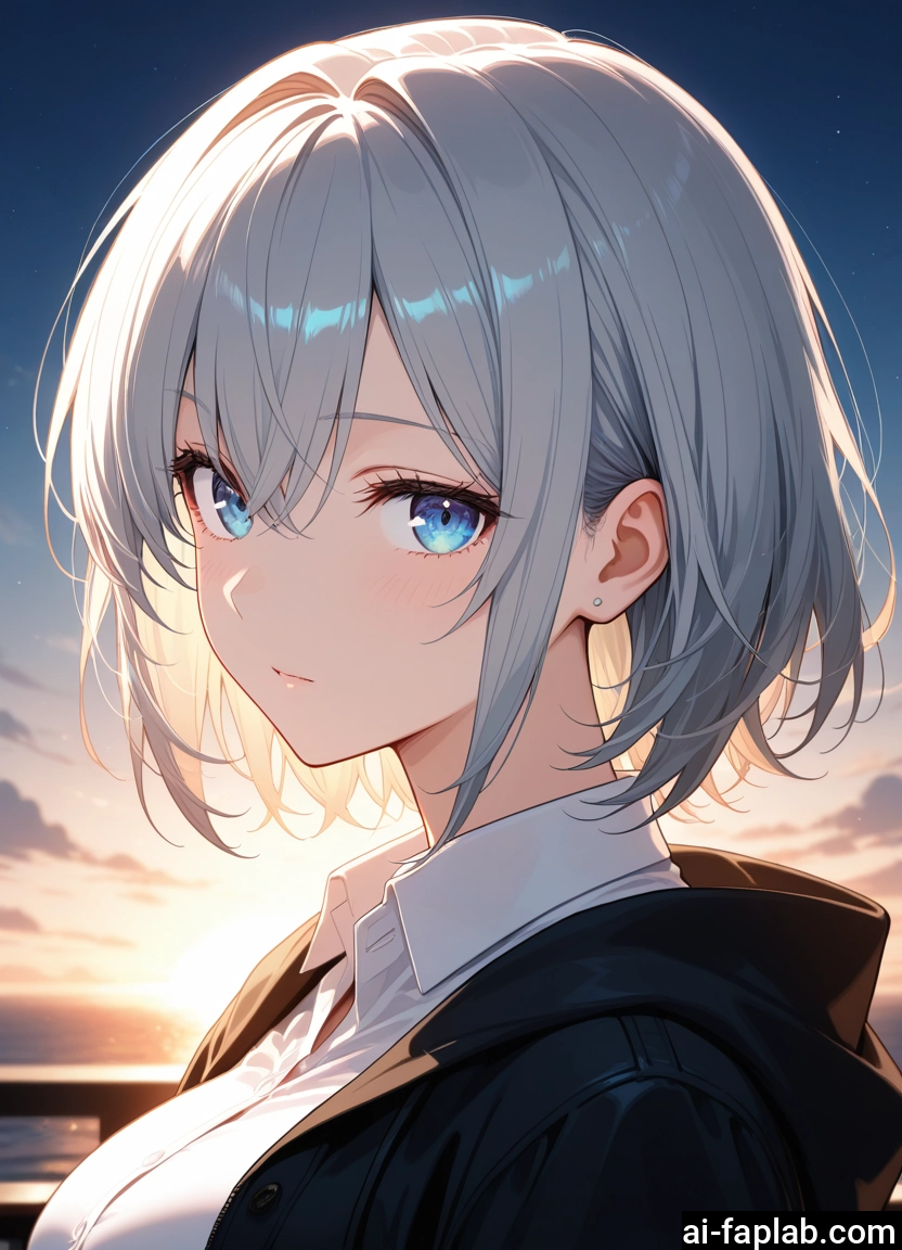 1girl, solo, blue eyes, shirt, looking at viewer, white shirt · Yamete.gg