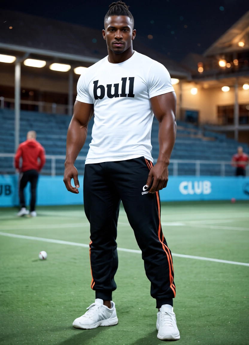 dark-skinned male, dark skin, male focus, shirt, ball, pants