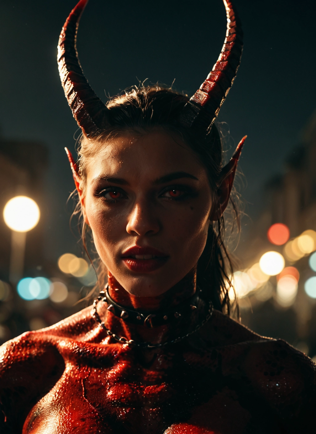 horns, solo, 1girl, pointy ears, mole, red eyes · Yamete.gg