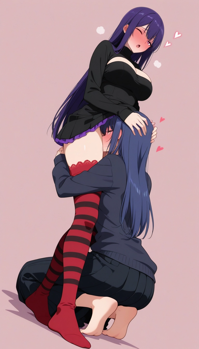 yuri, thighhighs, multiple girls, oral, 2girls, cunnilingus · Yamete.gg