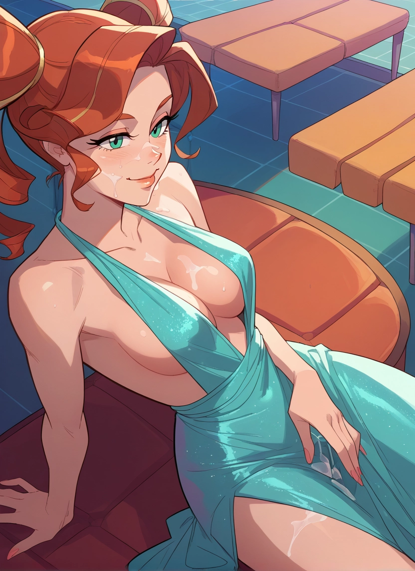 1girl, breasts, cum, dress, solo, cum on body · Yamete.gg
