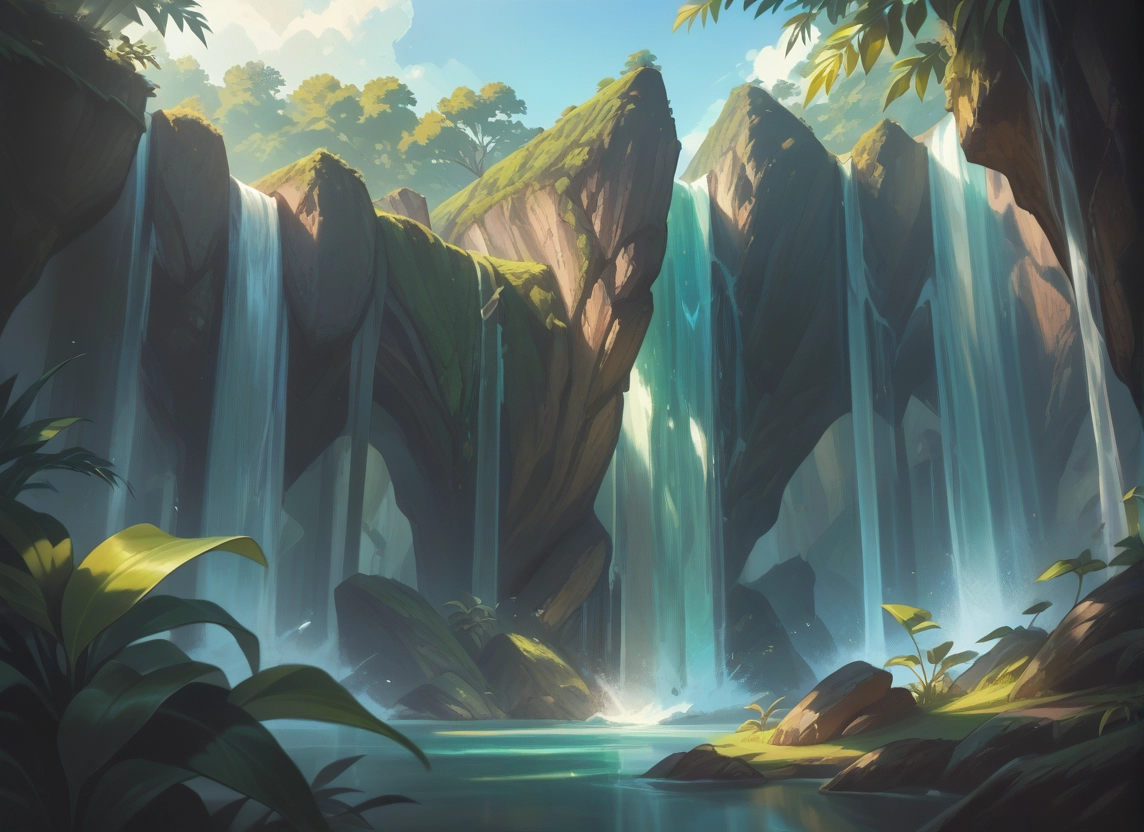 no humans, scenery, water, waterfall, sky, day