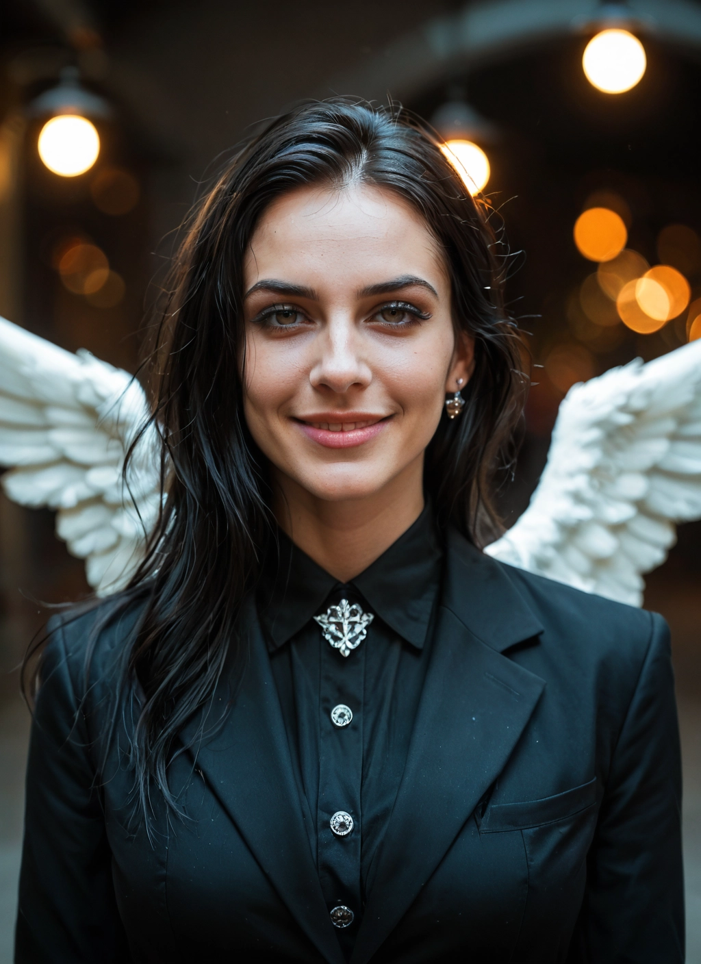 wings, 1girl, solo, jewelry, earrings, feathered wings · Yamete.gg