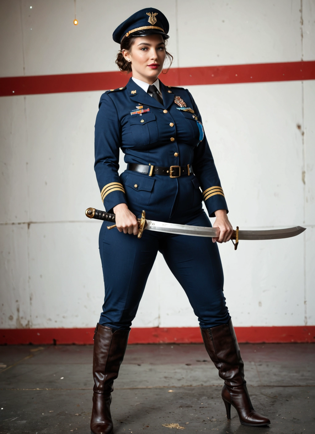 1girl, weapon, solo, sword, uniform, boots · Yamete.gg