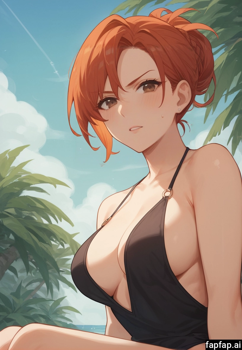 1girl, breasts, solo, looking at viewer, brown eyes, bare shoulders