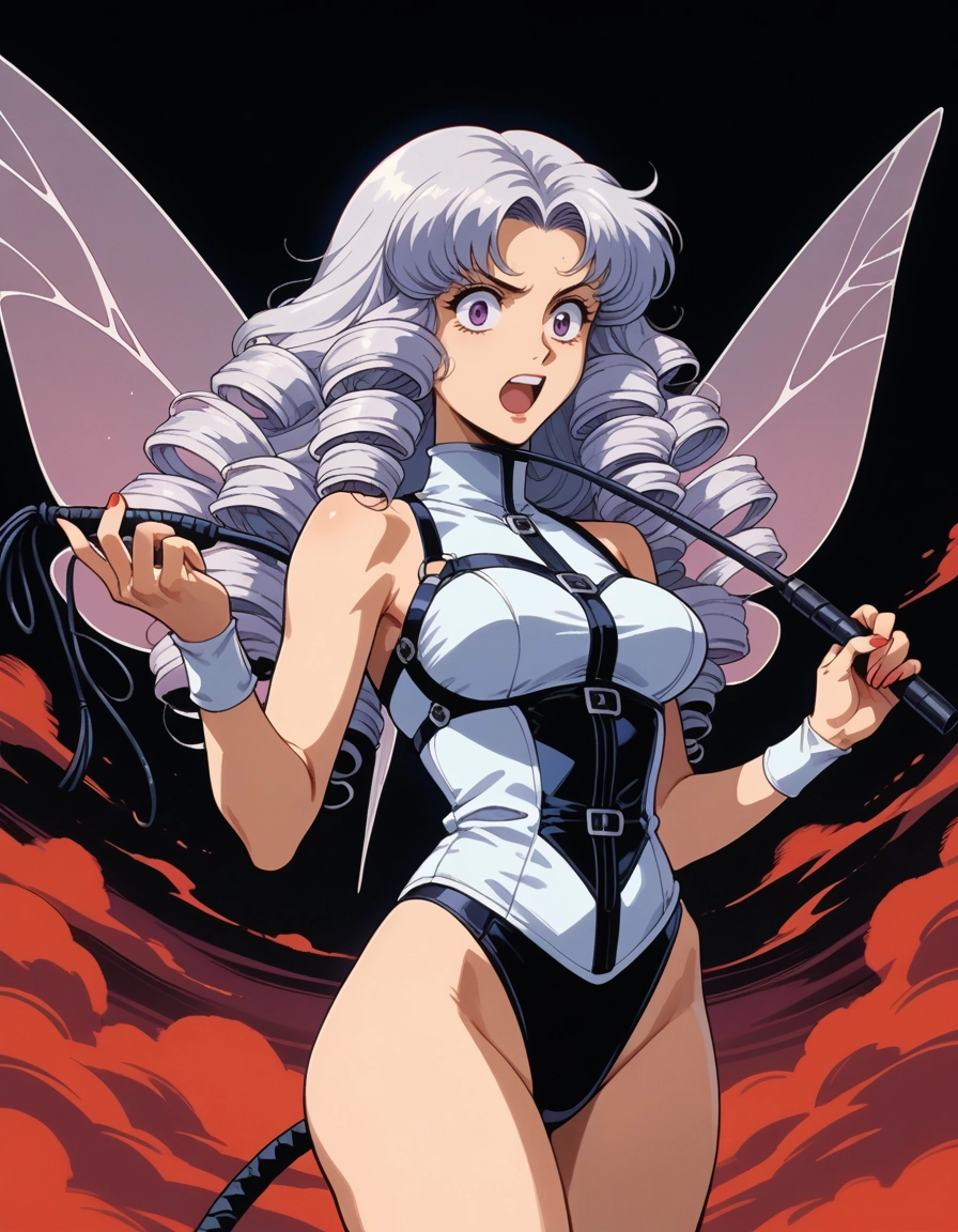 1girl, solo, leotard, wings, open mouth, drill hair · Yamete.gg