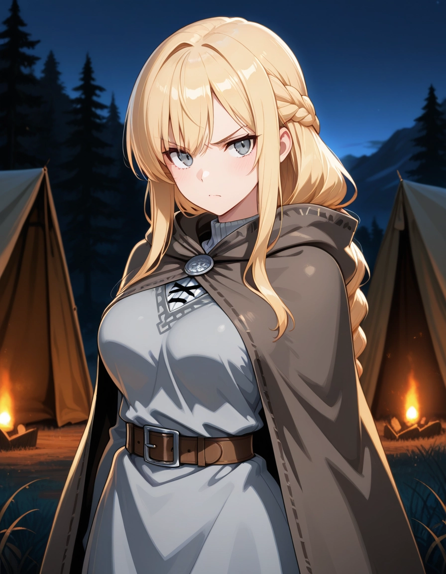 1girl, solo, blonde hair, braid, long hair, belt · Yamete.gg