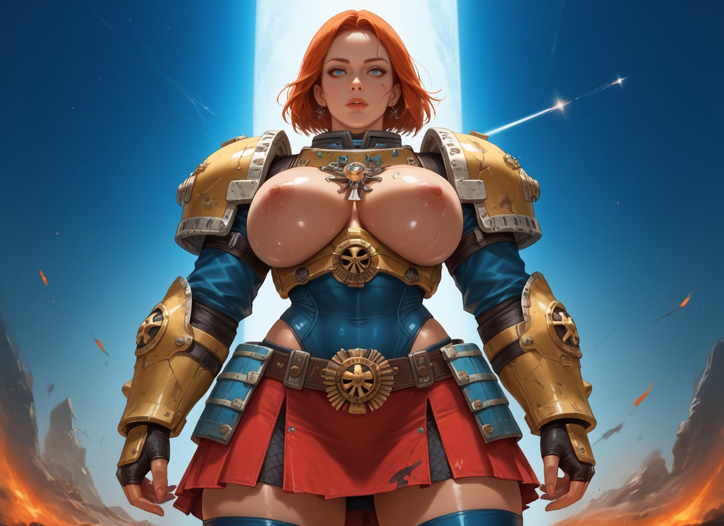 1girl, breasts, nipples, blue eyes, solo, jewelry · Yamete.gg