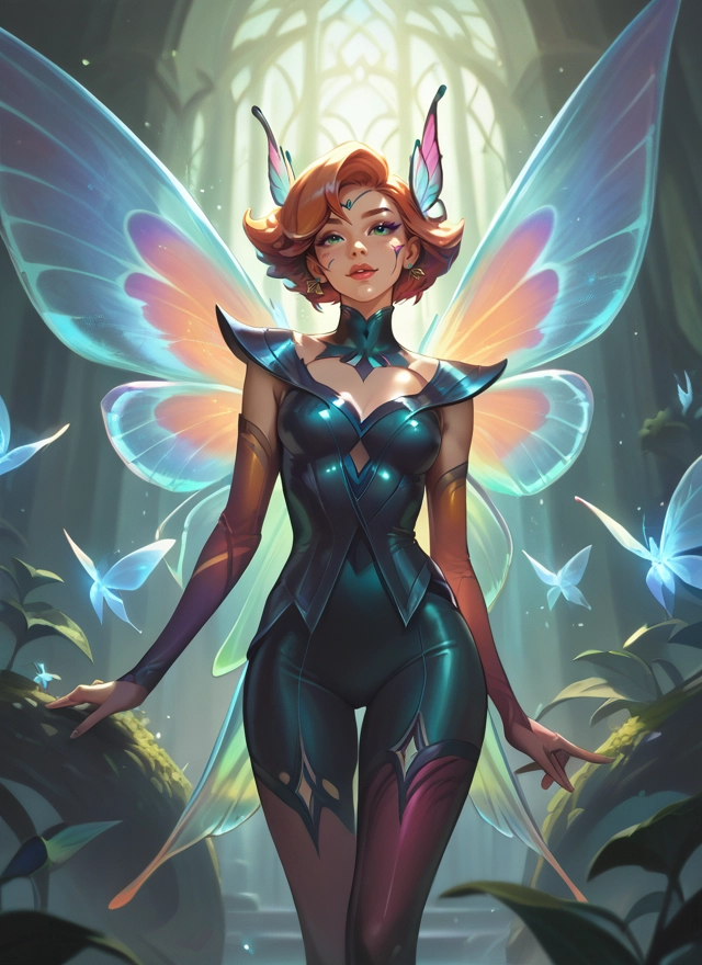 1girl, breasts, wings, solo, bug, butterfly · Yamete.gg