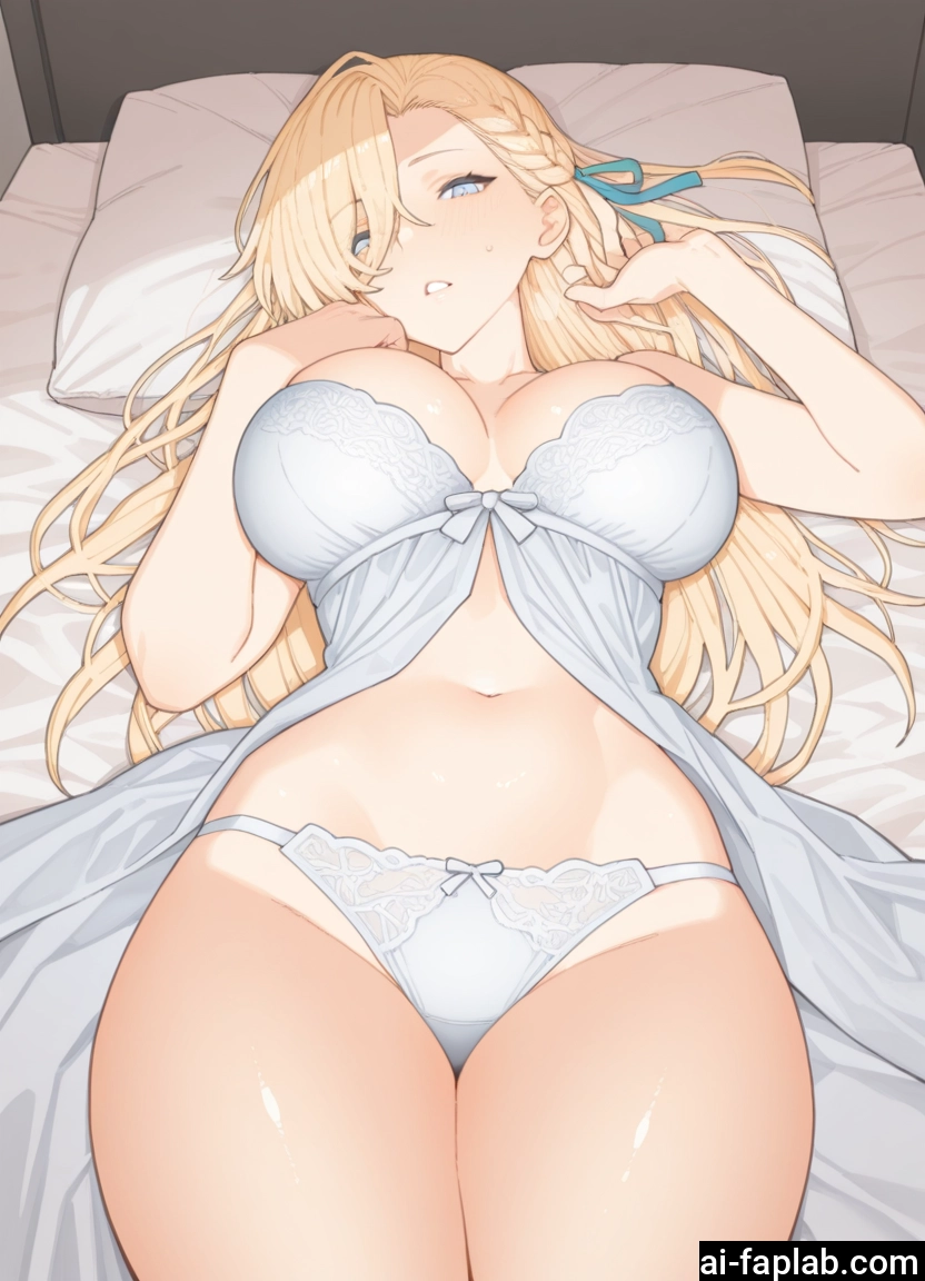 1girl, breasts, underwear, blonde hair, panties, long hair · Yamete.gg