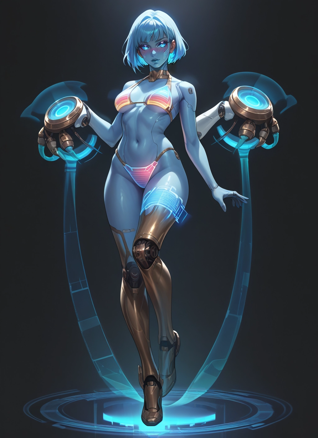1girl, solo, breasts, blue eyes, short hair, navel · Yamete.gg