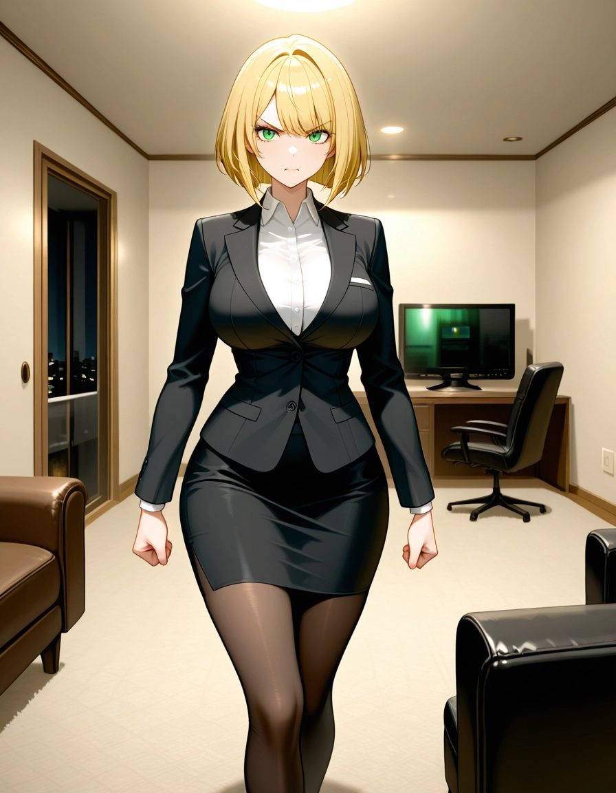 1girl, breasts, skirt, blonde hair, pantyhose, solo · Yamete.gg
