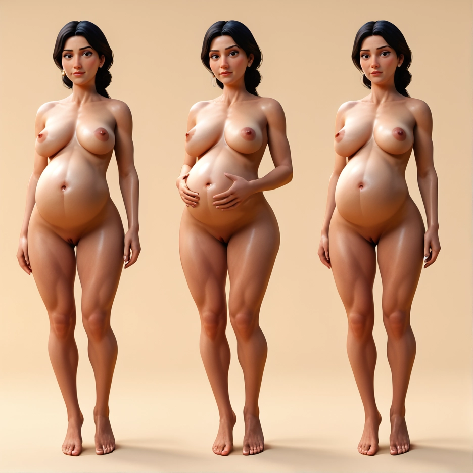 1girl, breasts, nipples, pregnant, nude, black hair · Yamete.gg