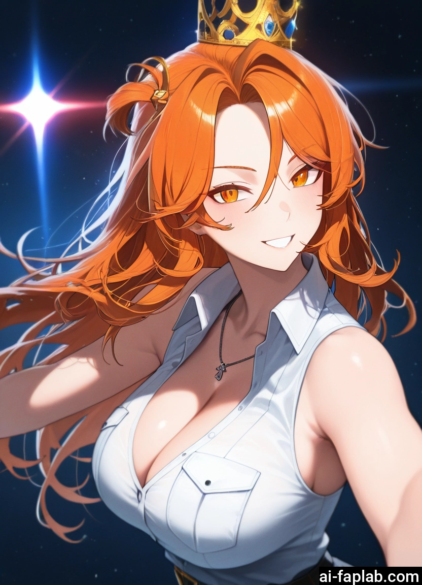 breasts, 1girl, large breasts, cleavage, crown, long hair