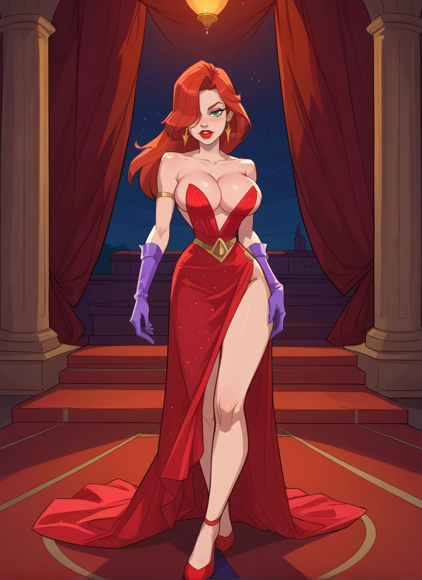 1girl, breasts, dress, gloves, green eyes, jewelry · Yamete.gg