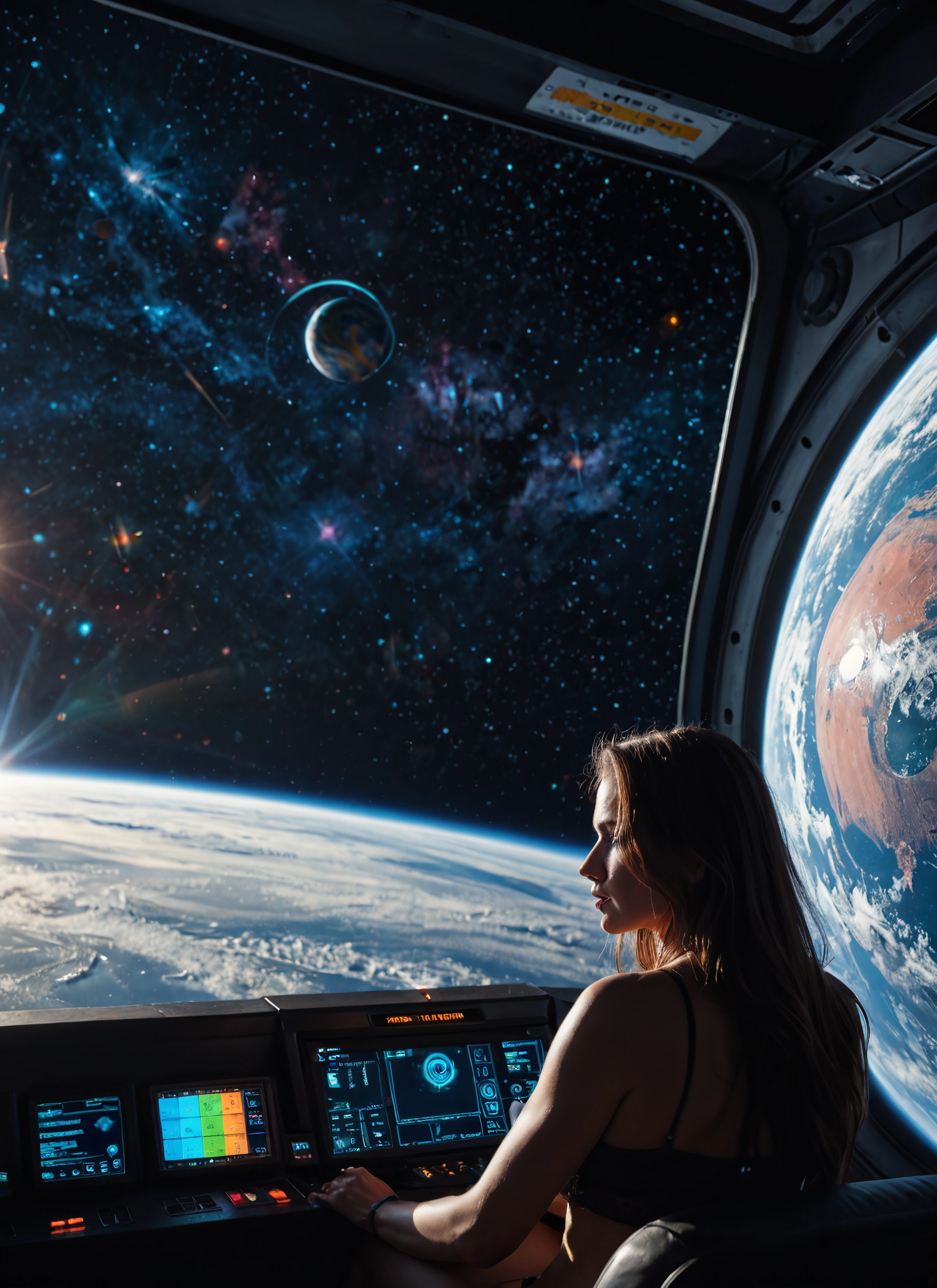 1girl, solo, planet, space, earth (planet), long hair · Yamete.gg