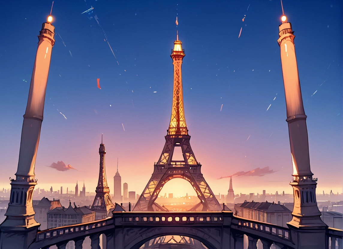 no humans, scenery, sky, bridge, tower, cloud
