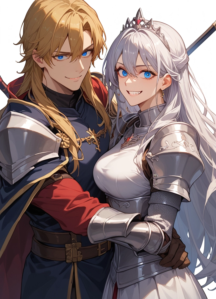 blue eyes, 1girl, armor, smile, long hair, blonde hair · Yamete.gg