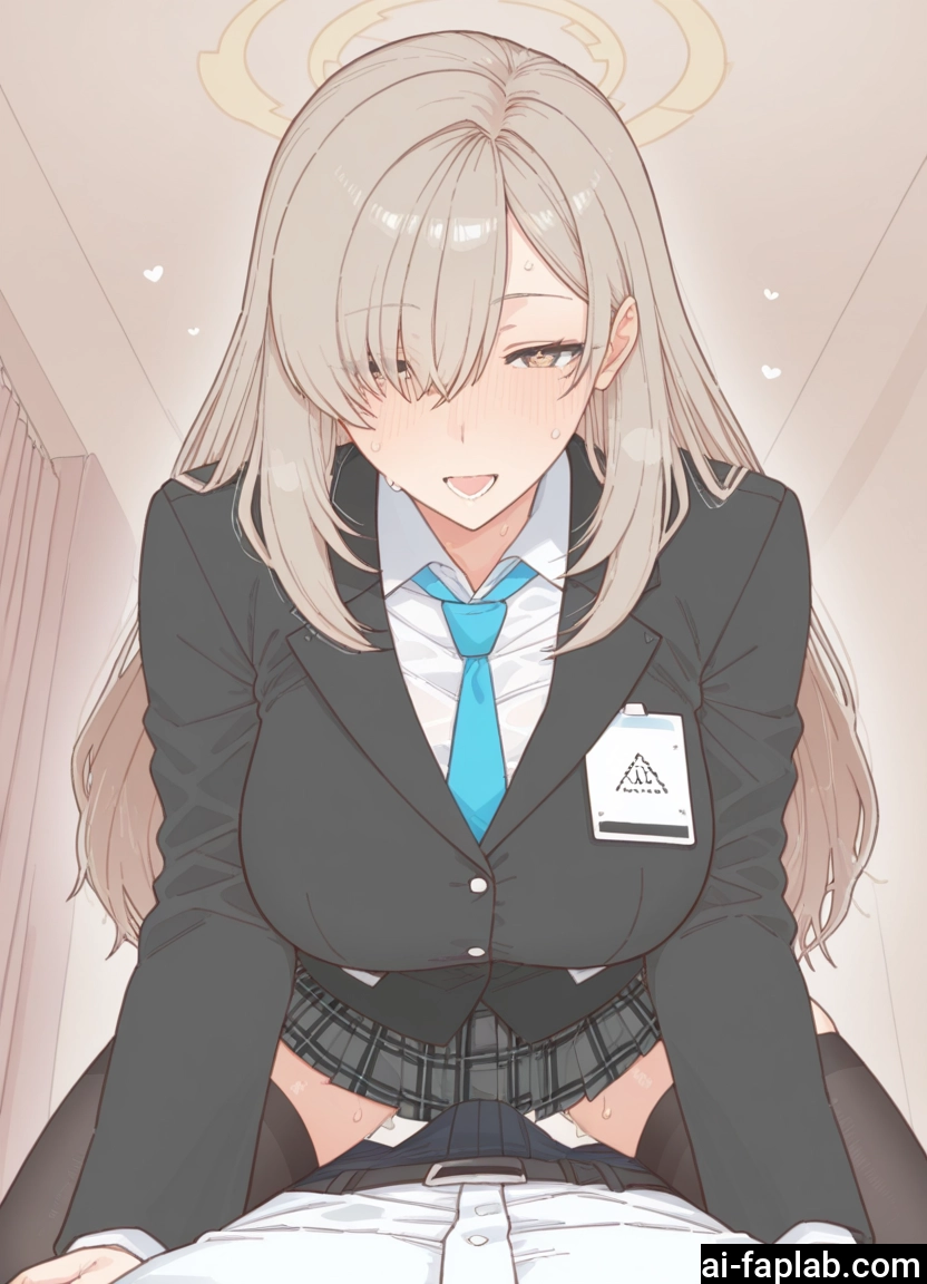 1girl, 1boy, skirt, halo, breasts, bulge