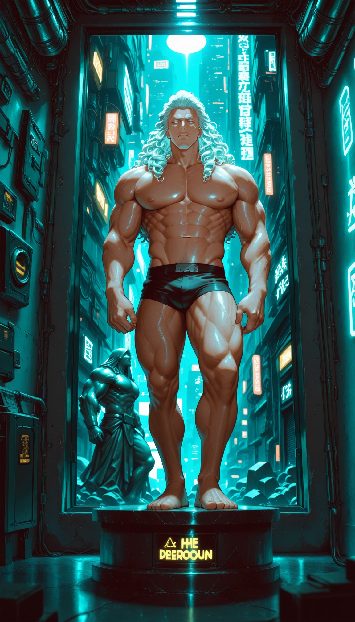 bara, muscular, male focus, muscular male, abs, nipples