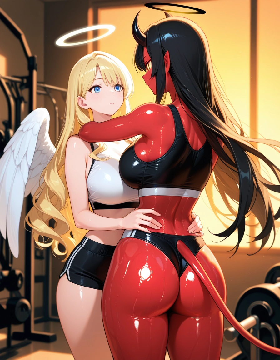 multiple girls, 2girls, ass, blonde hair, breasts, horns · Yamete.gg