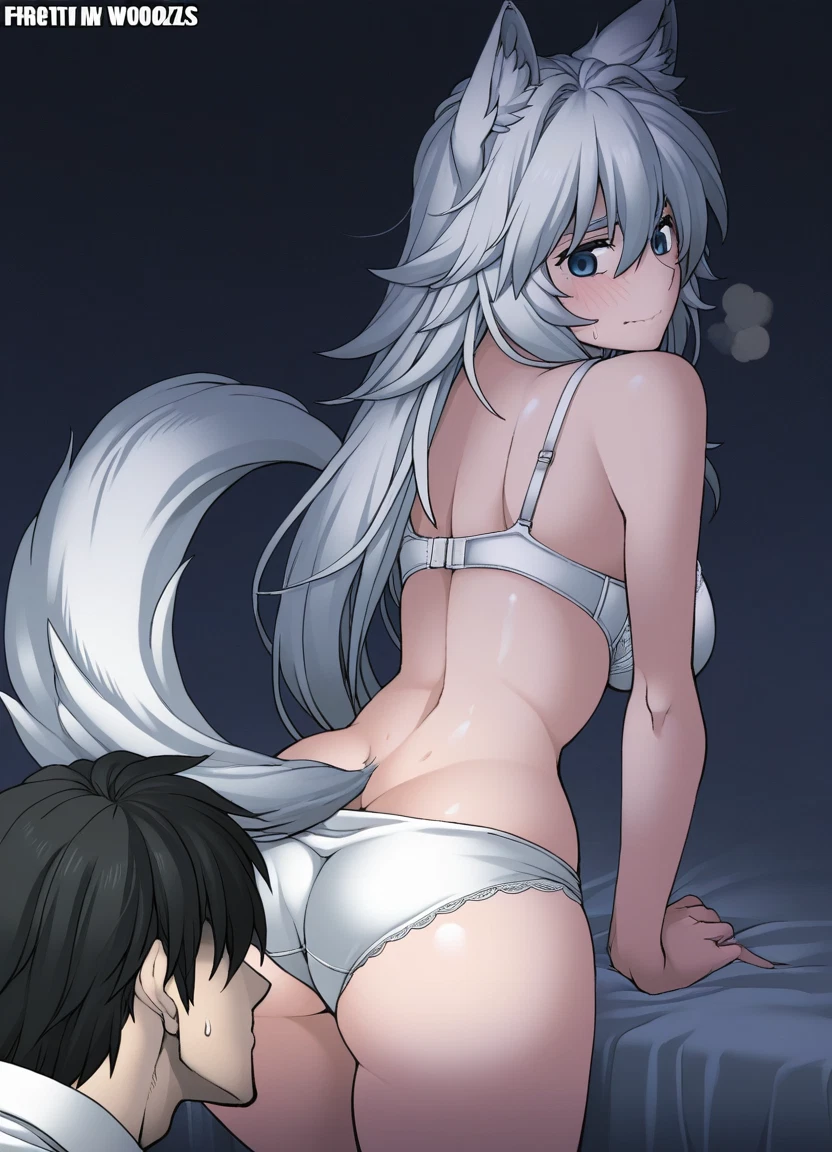 1girl, underwear, 1boy, tail, ass, animal ears · Yamete.gg