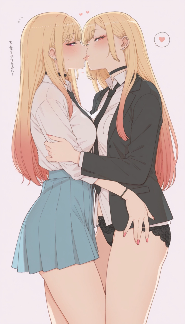 kitagawa marin, selfcest, jewelry, underwear, heart, school uniform · Yamete.gg
