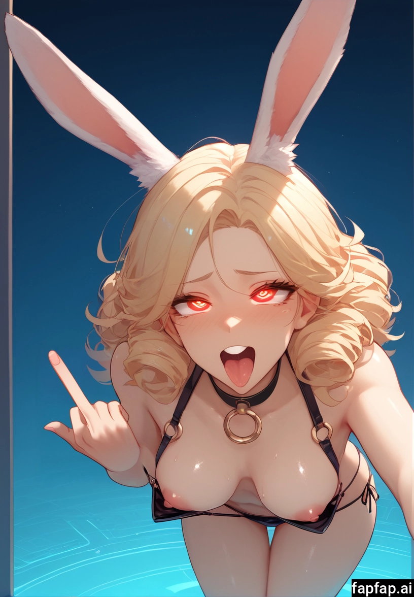1girl, breasts, animal ears, tongue, solo, nipples · Yamete.gg