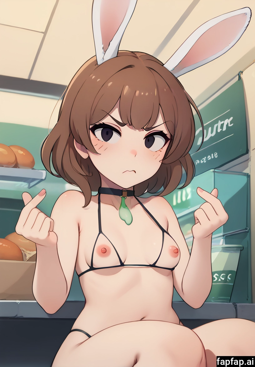 1girl, solo, breasts, animal ears, rabbit ears, brown hair · Yamete.gg