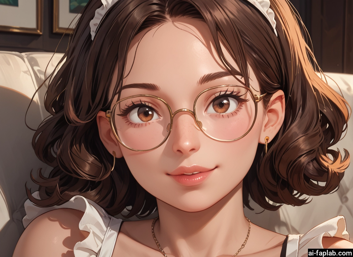 1girl, solo, brown hair, glasses, jewelry, brown eyes · Yamete.gg