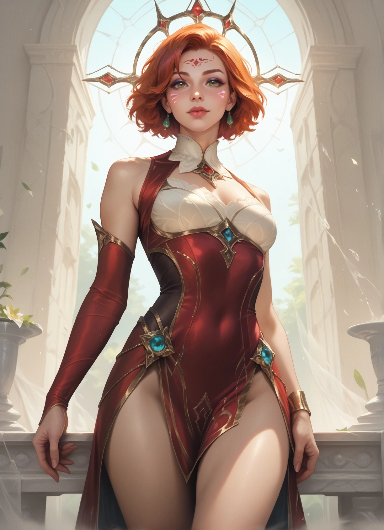 1girl, solo, jewelry, earrings, breasts, facial mark · Yamete.gg