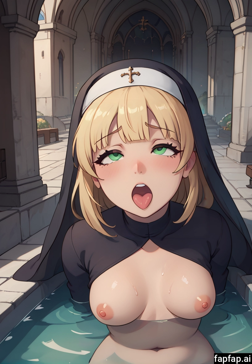 1girl, breasts, tongue, solo, nipples, green eyes · Yamete.gg