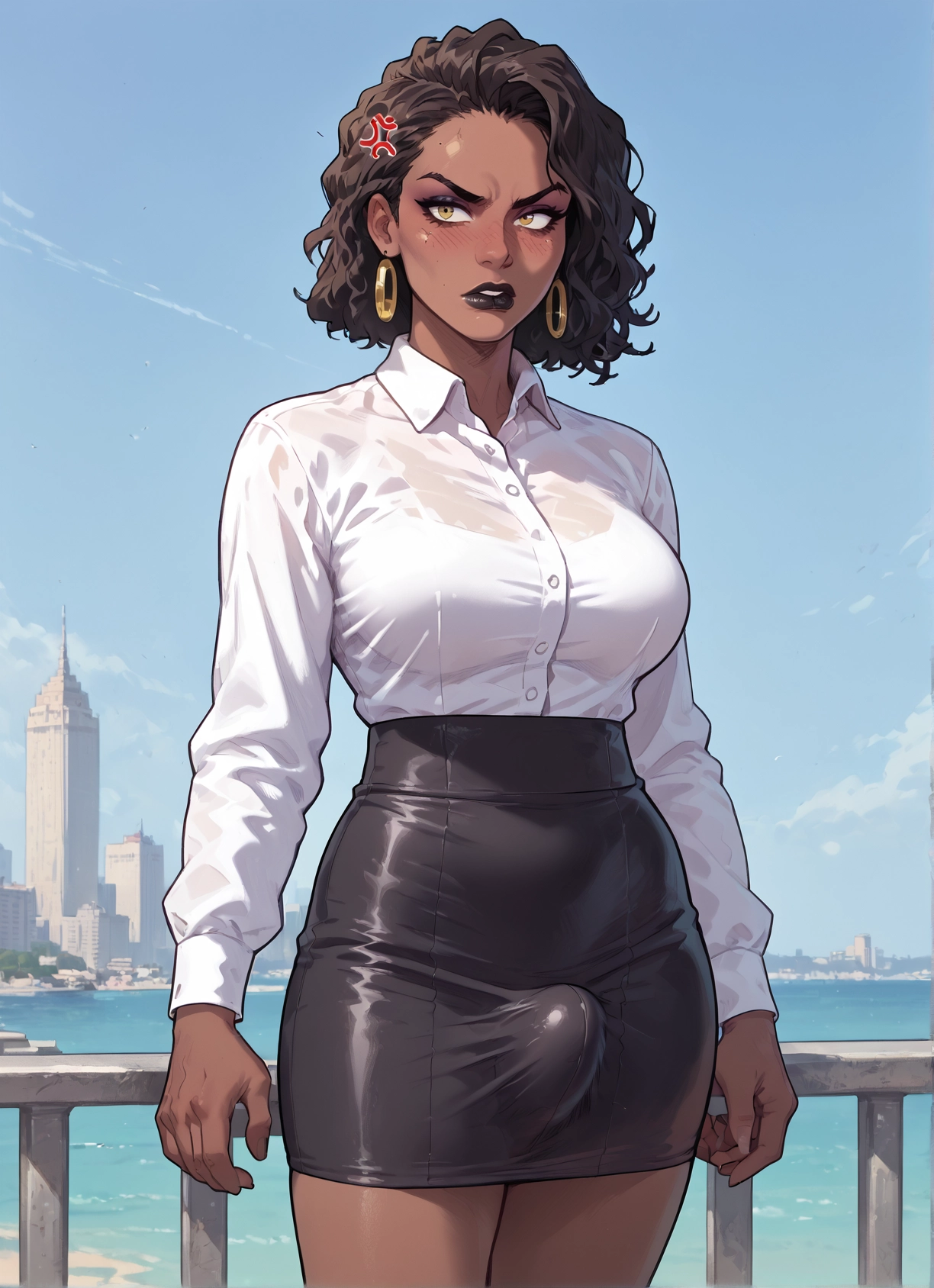 futanari, 1girl, jewelry, earrings, skirt, bulge · Yamete.gg