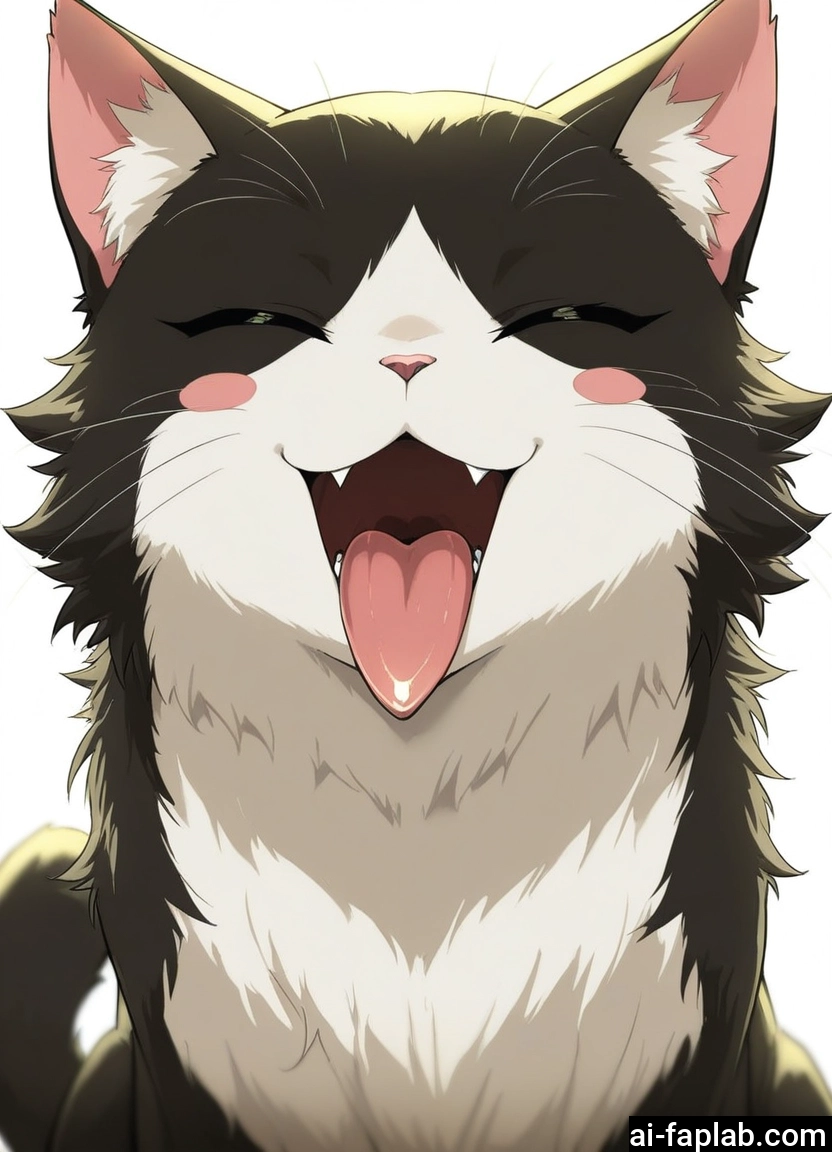 furry, tongue, cat, no humans, tongue out, fangs