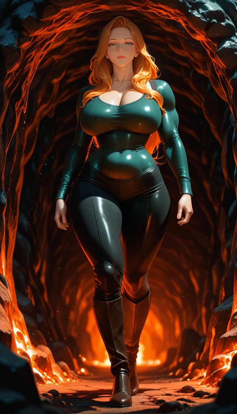 1girl, breasts, green eyes, solo, cleavage, curvy · Yamete.gg